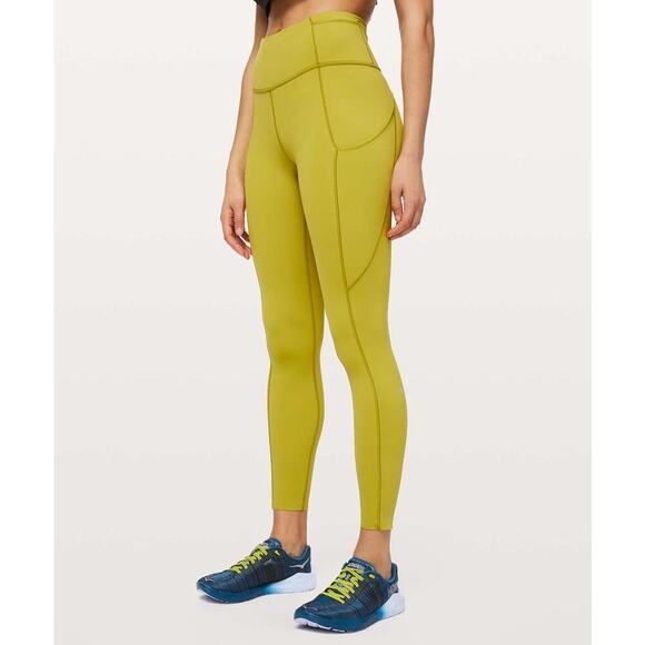 Lululemon‎ Fast and Free Tight II 25" *Non-Reflective Nulux Golden Lime Size 4 - Picture 1 of 9